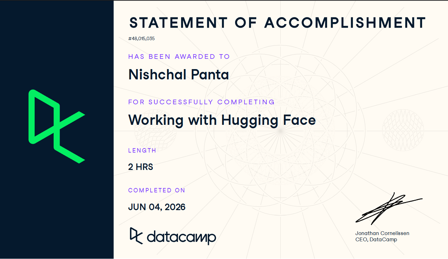 Hugging Face Certificate